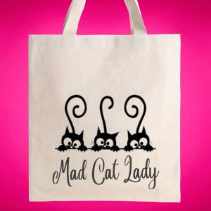 mad cat lady tote bag